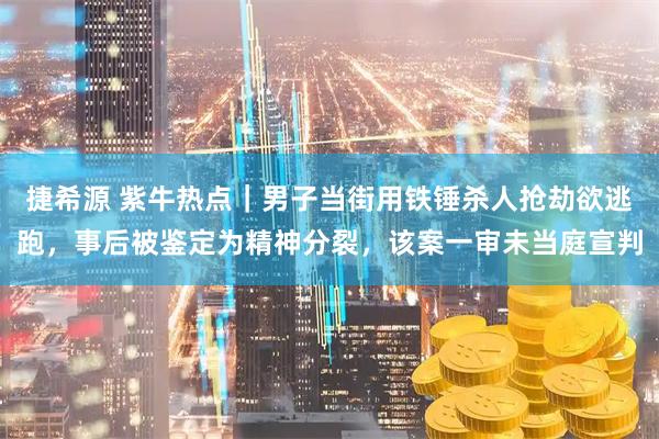 捷希源 紫牛热点｜男子当街用铁锤杀人抢劫欲逃跑，事后被鉴定为精神分裂，该案一审未当庭宣判