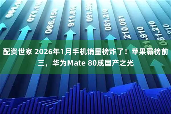 配资世家 2026年1月手机销量榜炸了！苹果霸榜前三，华为Mate 80成国产之光